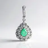 Cavill - Zilveren Elegante Hanger - 925 Sterling Zilver Platina Verguld - 0,192 ct Peervormige Colombiaanse Smaragd - Cambodjaanse Zirkonia Sieraden