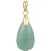Cavill - Zilveren Hanger - 925 Sterling Zilver Verguld - 4,12 ct Groene Aventurijn Peervorm Cabochon - Elegante Natuurlijke Edelstenen Sieraad