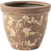 Clayre & Eef Keramiek Bloempot voor Binnen – Bruin – Rustieke Pot – Ø 18 cm – Keramiek