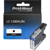 PrintAbout Inktcartridge LC-1280XLBK Zwart Hoge capaciteit geschikt voor Brother