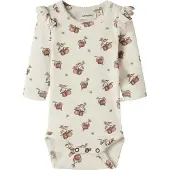 Lil´ Atelier BABY romper met ruches - ecru Meisjes Stretchkatoen Ronde hals - maat 74