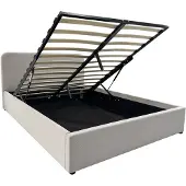 CALICOSY Opbergbed 140x190 cm met hoofdbord bekleed met livy