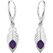Cavill - Titanium & 925 Sterling Zilver Oorbellen - Blauw Synthetische Steen - Lichtgewicht Blad Design - Allergievriendelijk Elegant Dames Sieraden