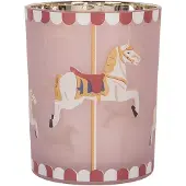 Clayre & Eef Waxinelichthouder Ø 10x13 cm Roze Glas Paard