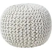 Homescapes Rond gebreide poef 100% katoen - Natuurlijk - 35x40 cm
