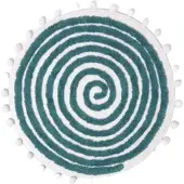 Homescapes ronde badmat spiraal, 60 cm - badmat petrol met pompons, getuft