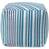 Homescapes Designer Kruk Poef Kubus Selam aqua wit - S
