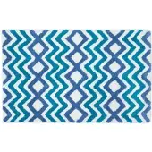 Homescapes Chevron Antislipbadmat 100% katoen, blauw, turkoois, wit