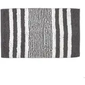 Homescapes Chenille badmat antraciet-witte strepen van 100% katoen, 50 x 80 cm