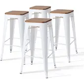 Oviala - Set van 4 witte stalen barkrukken - Indus