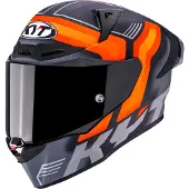 Kyt R1R Carbon Accelerator, integraalhelm ,Mat Donkergrijs/Oranje/Lichtgrijs ,L