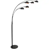 Mexlite Zwarte vloerlamp Pentra 4855ZW, 5-lichts met marmeren voet