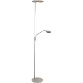 Steinhauer Staalkleurige vloerlamp Zenith 2 4394ST – Dimbare uplighter met leesarm en afstandsbediening