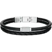 Fossil Armband 'Machine' zwart / zilver