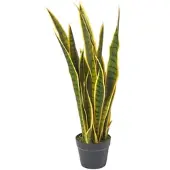 Homescapes kunstplant Sansevieria Trifasciata, booghennep in pot, groen-geel, 74 cm hoog