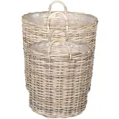 vidaXL Plantmand met opslag GENDT 2 st Natuurlijk grijs Kubu Rattan