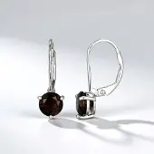 Cavill - Zilveren Oorbellen - 925 Sterling Zilver Gerhodineerd - Braziliaanse Rookkwarts 1,08 ct - Ronde Geslepen Edelsteen - Elegante Oorbellen Dames