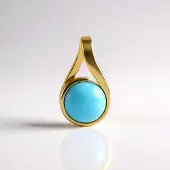Cavill - Zilveren Hanger - 925 Sterling Zilver Verguld - Sleeping Beauty Turkoois Cabochon 1.215 ct - Druppelvormige Blauwe Hanger - Modieuze Sieraden