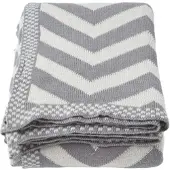 Homescapes Chevron Bedsprei 100% Katoen Grijs 130 x 170 cm