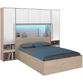 Vente-unique Bed met opbergruimte hout natuurlijk licht 140
