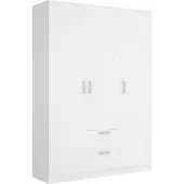 Dmora Ales - Kledingkast 3 Deuren, 150x52 cm Wit, 2 Lades