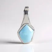 Cavill - Zilveren Hanger 925 Sterling Zilver - 1,35 Ct Hemelsblauwe Larimar Fancy Cabochon - Handgemaakte Bezel Zetting - Elegant Sieraad