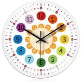 Famanu - Kinderwandklok zonder tikkende geluiden, leerklok Ø20 cm, wit