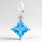 Cavill - Zilveren Hanger - 925 Sterling Zilver - 3 Ct Braziliaanse Princess Topaas - Rondgeslepen Zirkonia - Elegante Luxe Sieraden