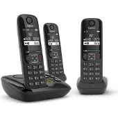 Gigaset AS690 Trio, DECT-telefoon, Draadloze headset, Luidsprekerfunctie, 100 nummers, Identificatie van de beller, Zwart
