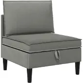 vidaXL Midden Sofa met Opbergruimte Donkergrijs Fluweel
