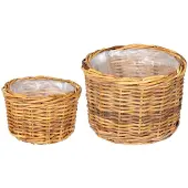 vidaXL Plantenmand met opslag 2 st Natuurlijk Bruin Kubu Rattan