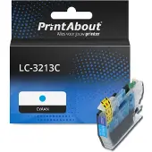 PrintAbout Huismerk vervangt Brother LC-3213C Inktcartridge Cyaan Hoge capaciteit