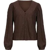 Object Dames Tops & T-shirts Objlaila L/s V-neck Top Noos - Bruin - Maat S