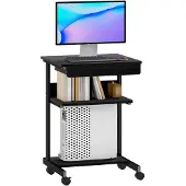 HOMCOM Computerbureau-Spaanplaat, metaal-56L x 51B x 79H cm-Zwart