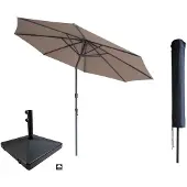 Kopu valencia parasol rond 300 cm met beschermhoes en voet taupe
