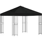 vidaXL Prieel 3 x 3 m Zwart Polyester en Staal 190 gsm