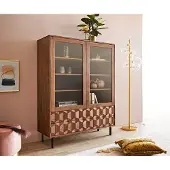 DELIFE Vitrinekast Fevo 115x150 cm acacia bruin L-poot