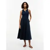 Tommy Hilfiger Jurk 'Gold-tone Button Sleeveless Maxi' navy
