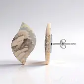 Cavill - Zilveren Oorbellen met 13,4 ct Witte Agaat - 925 Sterling Zilver Gerhodineerd - Elegante Fancy Cabochon Oorhangers Dames