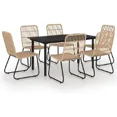 vidaXL 7-delige Tuinset poly rattan en glas