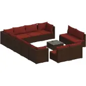 vidaXL 13-delige Loungeset met kussens poly rattan bruin