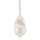 Cavill - Zilveren Parelhanger - 925 Sterling Zilver Gerhodineerd - Witte Zoetwater Kweekparel Fancy Slijpsel 24x13 mm - Elegante Dameshanger