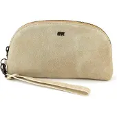 Bear design Suède Make Up Tasje / Etui Round Beige