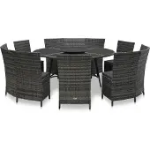 vidaXL 7-delige Tuinset met kussens poly rattan grijs