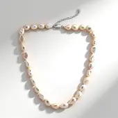 Cavill - Zilveren Ketting - 925 Sterling Zilver - Witte Zoetwater Kweekparels met Fancy Slijpsel - Verstelbare Elegante Parelketting - Dames Sieraden