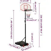 vidaXL Basketballstandaard, wit, 216-250 cm, polyethyleen
