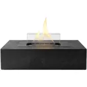 Tenderflame Daisy Tafelhaard - Natural Concrete Zwart - Brede Vlam - Tenderfuel - Bio-Ethanol Alternatief - Rookvrij en geurarm