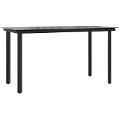 vidaXL Tuintafel 200x100x74cm staal en gehard glas zwart