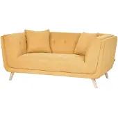 Beliani HABO - 2-zitsbank met ottomaan - Mosterdgeel - Polyester
