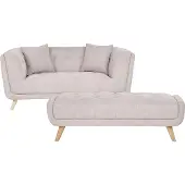 Beliani HABO - 2-zitsbank met ottomaan - Beige - Polyester
